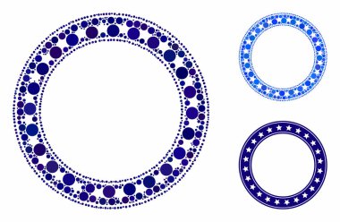 Yıldızlar yuvarlak çerçeveli Çember Noktalar Mozaik Simgesi