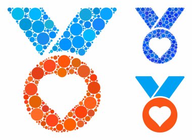 Kalp Madalyası Kompozisyon Yuvarlak Noktalar Simgesi