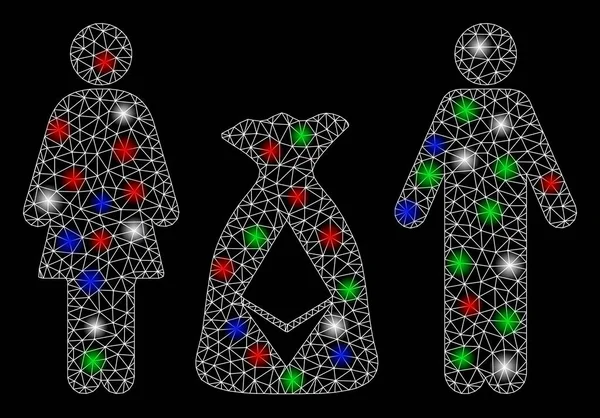 Parlak Ağ Kablo Çerçevesi Aile Ortamı Parlak Noktalı Depo Çantası