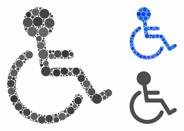 Persona con discapacidad Mosaico Icono de puntos redondos — Vector de stock