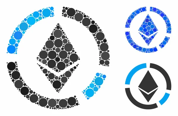 Diagrama de círculo de Etereum Icono de mosaico de círculos — Archivo Imágenes Vectoriales