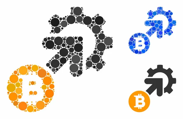 Bitcoin integration kugge mosaik ikonen för sfäriska objekt — Stock vektor