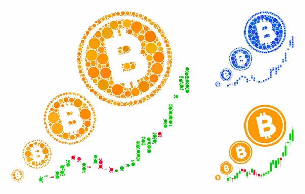 Gráfico de inflação Bitcoin Ícone mosaico de pontos redondos —  Vetores de Stock