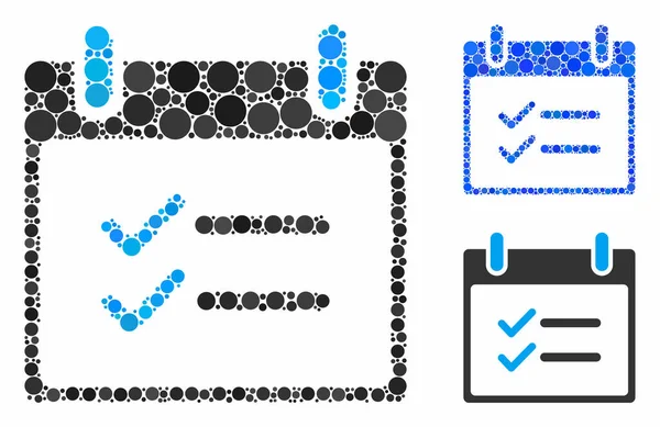 Controlla gli elementi giorno di calendario Composizione Icona di punti rotondi — Vettoriale Stock