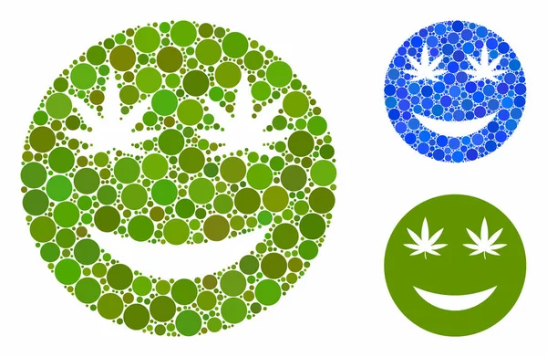 Cannabis mosoly Összetétel ikon kör pontok — Stock Vector