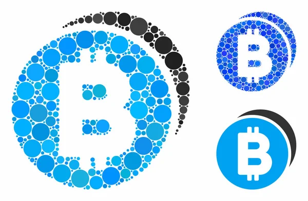 Moedas de Bitcoin Ícone mosaico de itens esféricos —  Vetores de Stock