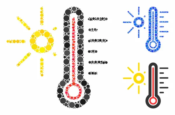 Météo chaude Mosaic Icône de cercles de points — Image vectorielle