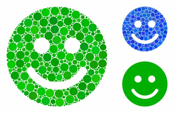 Sorriso feliz Composição Ícone de pontos do círculo —  Vetores de Stock