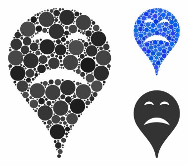 Üzüntü Gülen Harita İşaretleyici Çember Noktalar Mozaik Simgesi