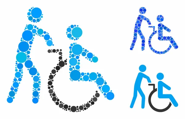 Disabled person transportation Composition Icon of Round Dots — Stock Vector