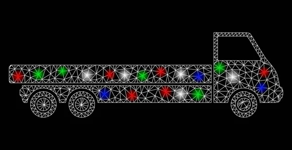 Caminhão de rede de malha brilhante com pontos de luz — Vetor de Stock