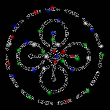 Flaş Noktalı Parlak Kablo Çerçeveli İnsansız Hava Aracı Uçuşu