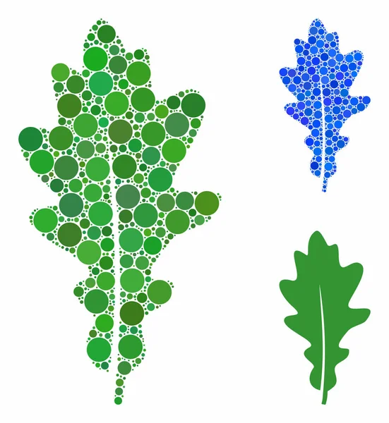 Oak leaf Mosaic Icon of Round Dots