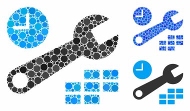 Küresel Ögelerin Tarih ve Saat Yapılandırması Mozaik Simgesi