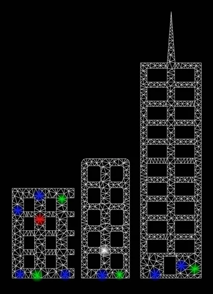 Réseau maillé lumineux Ville avec des taches lumineuses — Image vectorielle