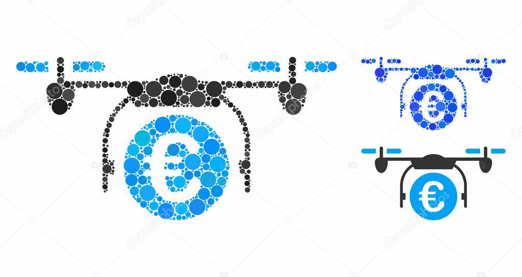 Euro quadcopter payment Composition Icon of Circle Dots