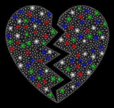 Flash Spotlar ile Parlak Örgü Ağ Kırık Kalp