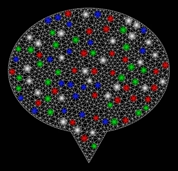 플레어 점 이 있는 밝은 메 쉬망 프레임 현수막 — 스톡 벡터