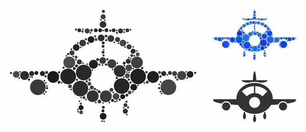 Flygplansikonen Mosaik av cirkelprickar — Stock vektor
