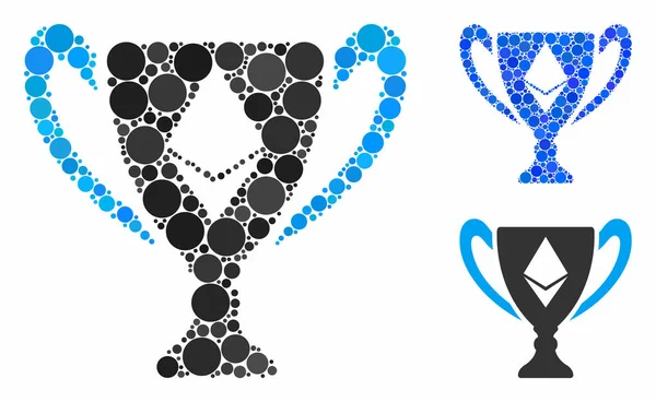 Premio Ethereum taza de mosaico icono de Circle Dots — Vector de stock