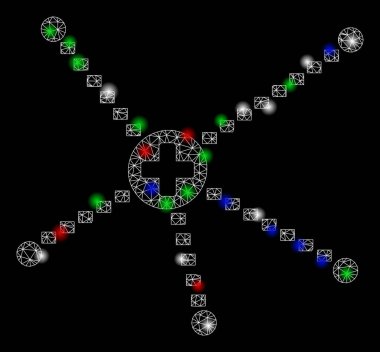 Işık Noktaları ile Parlak Ağ 2d Tıbbi İlişkiler