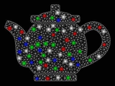 Bright Mesh 2D Kettle with Flare Spots clipart