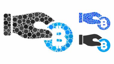 Elle Al Bitcoin Mozaik Çember Noktaları Simgesi