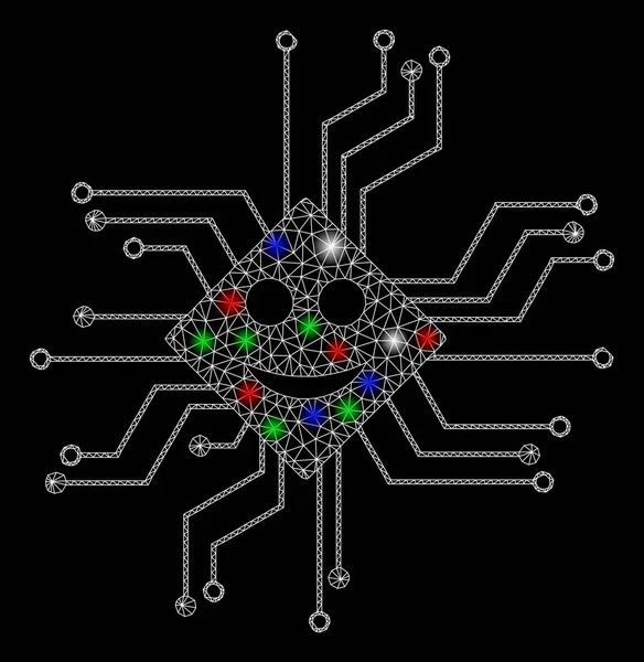 Circuit heureux de puce de carcasse de maille lumineuse avec des taches de lumière — Image vectorielle