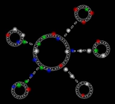 Flaş Noktalarıyla Parlak Ağ 2d Sanal Bağlantılar