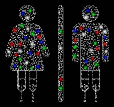 Parlak kafes tel çerçeve Engelli WC Insanlar flare Spotlar