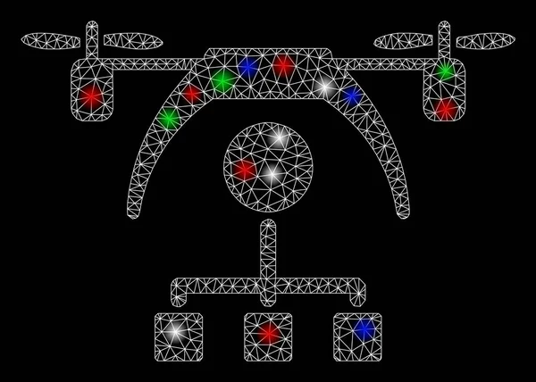 밝은 메 쉬망 프레임 교환기 빛 점들 과 함께 배포 방식 — 스톡 벡터