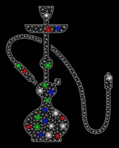 Brillante rete metallica telaio narghilè con macchie di brillamento — Vettoriale Stock
