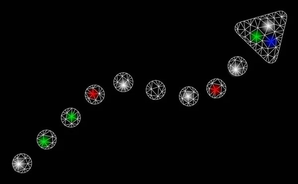 Tendencia brillante de malla 2D con puntos de luz — Archivo Imágenes Vectoriales