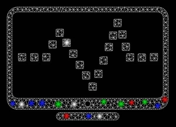 Monitoramento de pulso de rede de malha brilhante com pontos de luz — Vetor de Stock