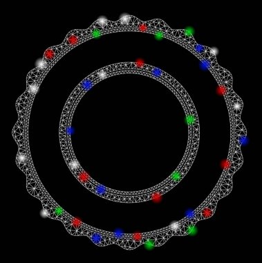 Parlak Ağ Çift Rosette Dairesel Çerçevesi Flare Benekli