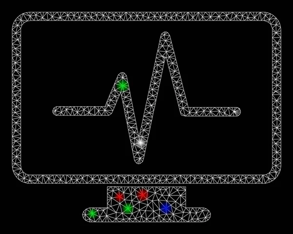 Bright Mesh Wire Frame Line Chart Monitoring with Flare Spots — Stockový vektor