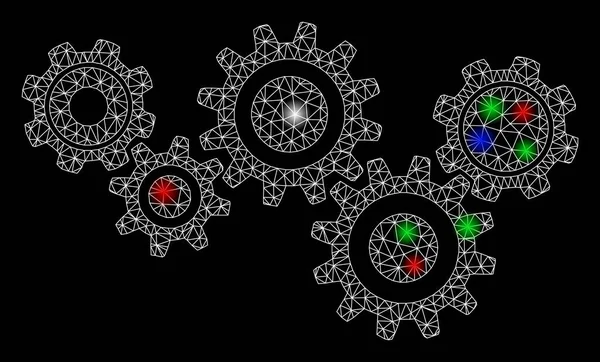 Mechanismus světlých síťových ozubení se světlicovými skvrnami — Stockový vektor