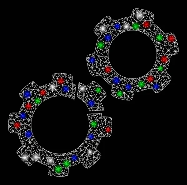 带有闪斑的明亮的Mesh 2d损坏齿轮 — 图库矢量图片