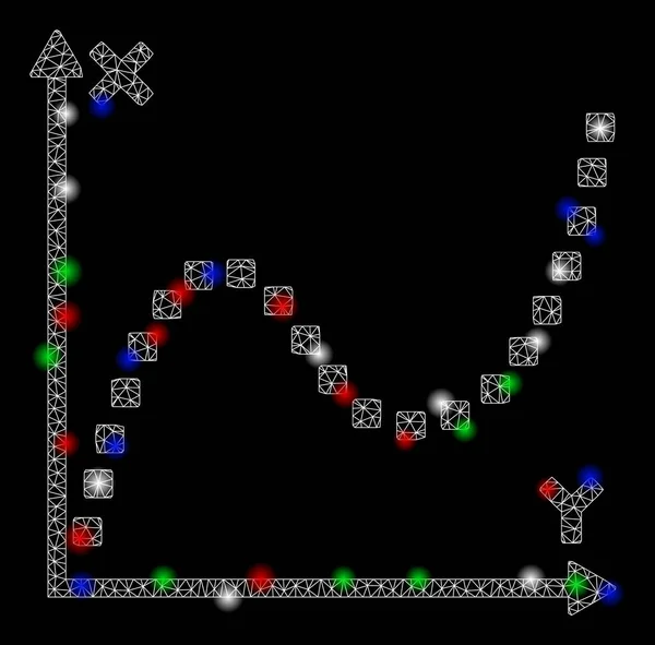 Carcasse en maille brillante parcelle pointillée avec taches de fusée éclairante — Image vectorielle