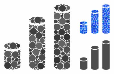 Küresel Ögelerin Mozaik Simgesini Çubuk grafiği silindirler