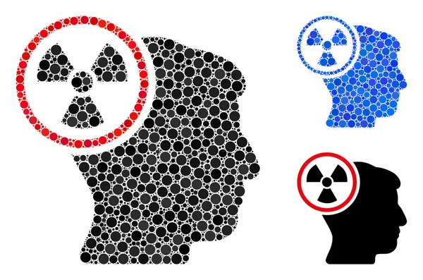 Testa di pensiero atomico Mosaico Icona di Round Dots — Vettoriale Stock