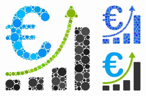 Euro försäljningstillväxt Mosaik ikon av sfäriska objekt — Stock vektor