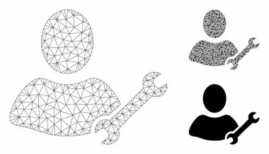 Hizmetli Vektör Kabartma Modeli ve Üçgen Mozaik Simgesi