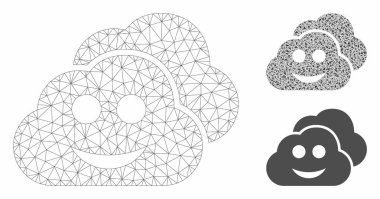 Gülümse Bulutlar Vektör Ağı 2d Model ve Üçgen Mozaik Simgesi