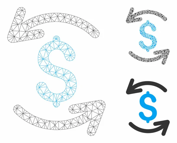 Obnovit model sítě Vector Mesh a ikona mozaiky trojúhelníku — Stockový vektor