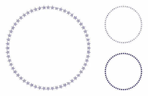 Star Circle Vector Mesh Carcass Model and Triangle Mosaic Icon — стоковий вектор