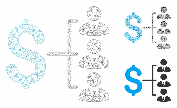 Model sieci wektorowej płatności personelu i ikona trójkąta mozaiki — Wektor stockowy