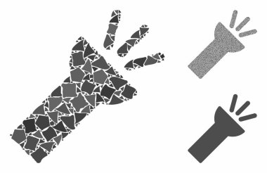 Çarpışan Ögelerin Elektrik Feneri Işığı Mozaik Simgesi