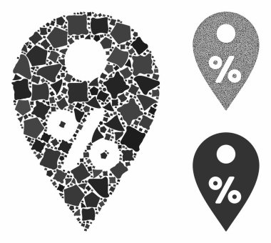 Percent map marker Mosaic Icon of Joggly Pieces