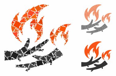 Firewood fire Composition Icon of Humpy Elements